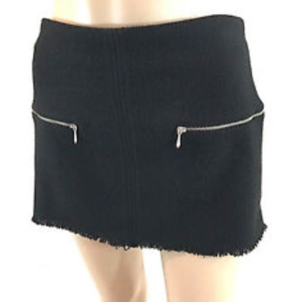 Zara Trafaluc Black Mini textured skirt with zips